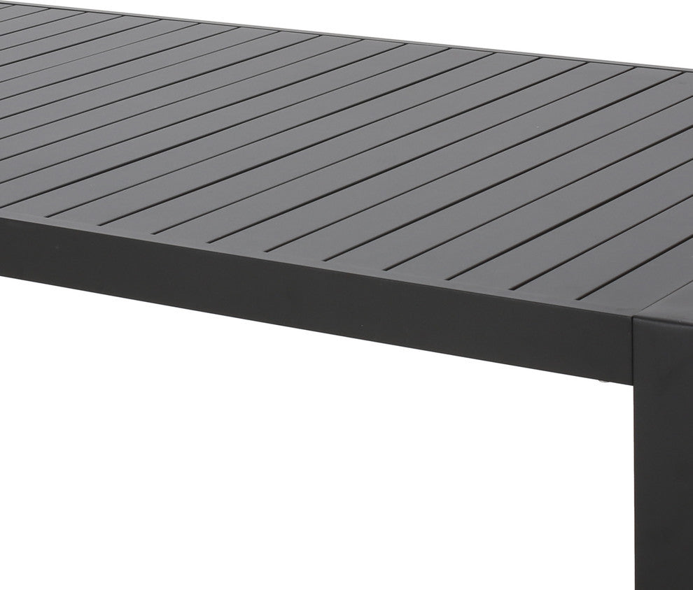 Edith Outdoor Aluminum Dining Table, Black