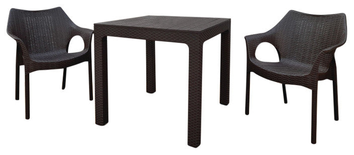 Cambridge Chairs With Solora Table, 3-Piece Set, Brown