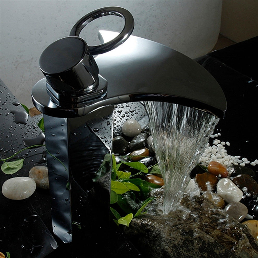 Chrome Brass Body Waterfall Bathroom Sink Faucet