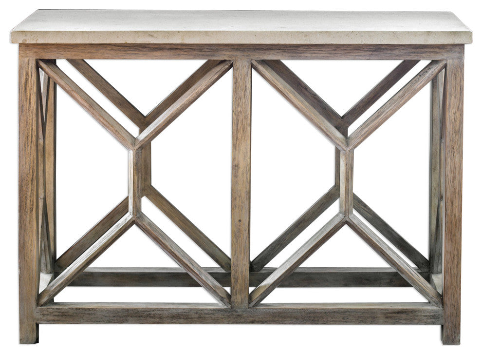 Uttermost Catali Ivory Stone Console Table