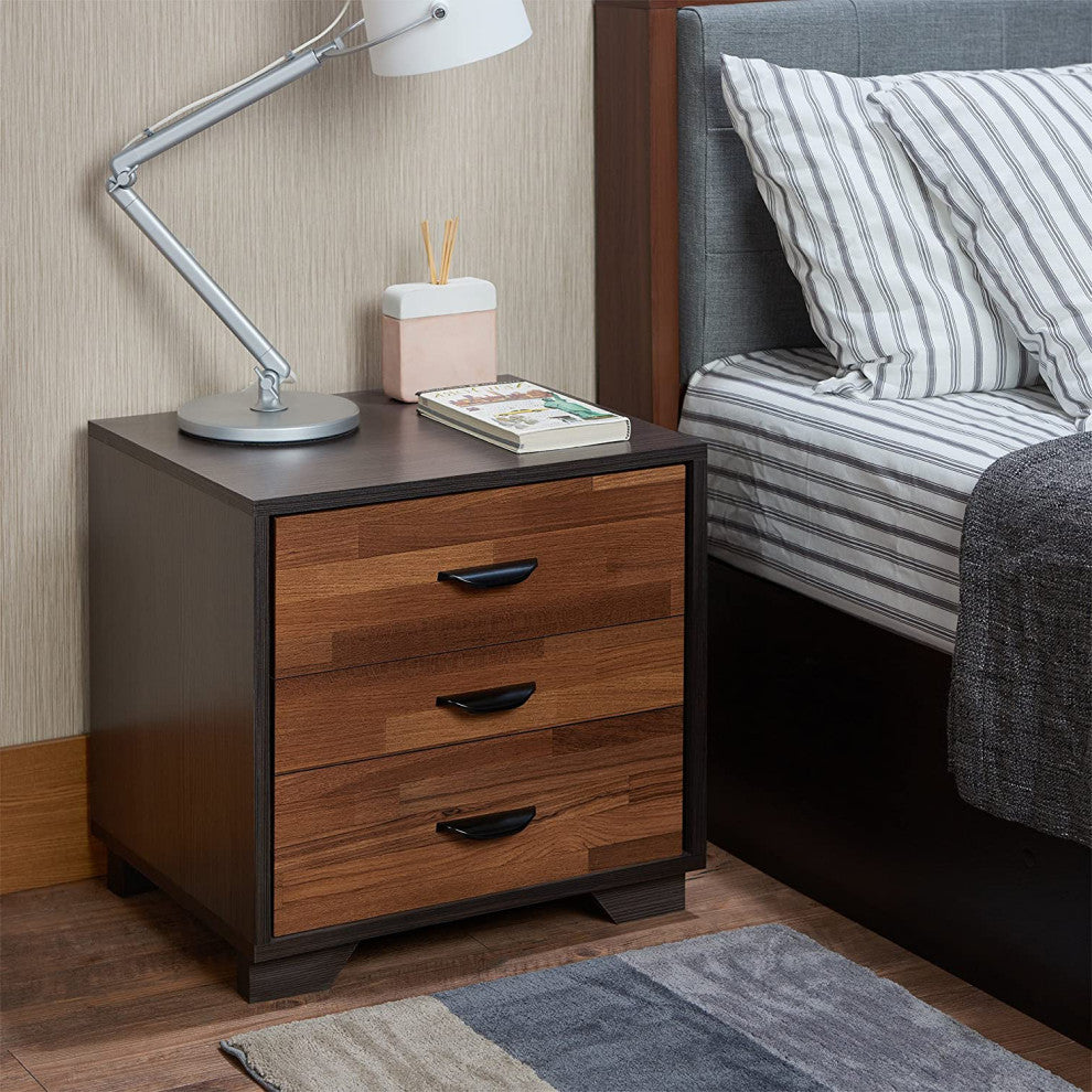 Nightstand with 3 Drawers, Walnut