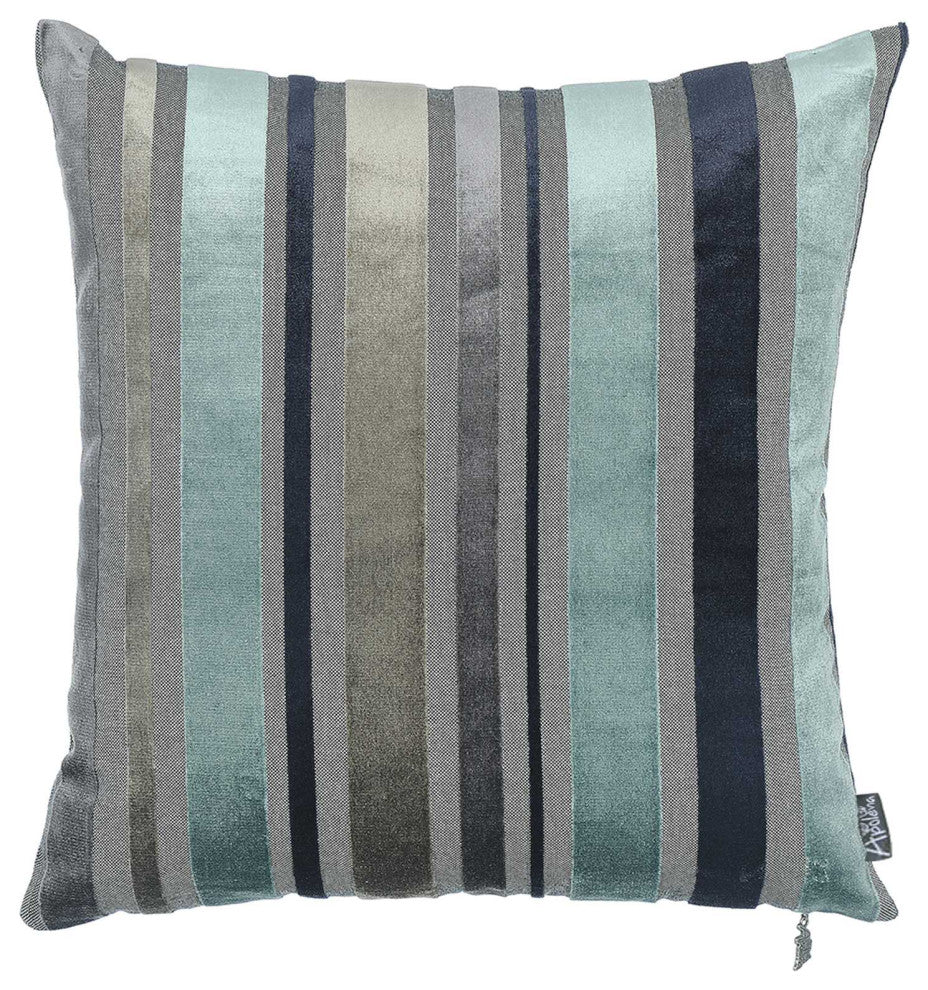 HomeRoots Set of 2 Blue Variegated Stripe Decorative Pillow Covers