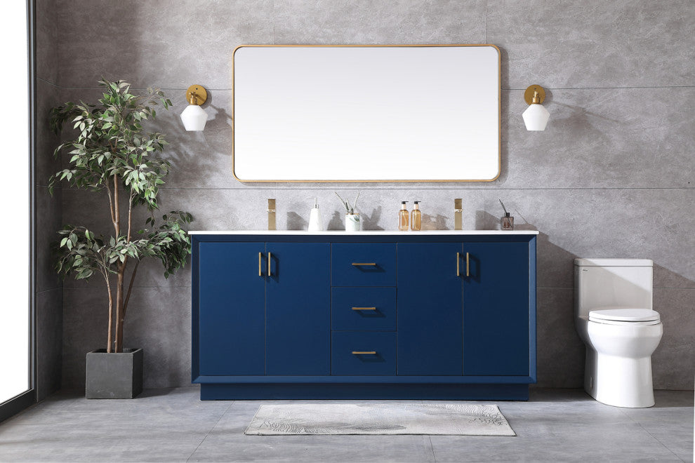 72" Double Bathroom Vanity, Blue
