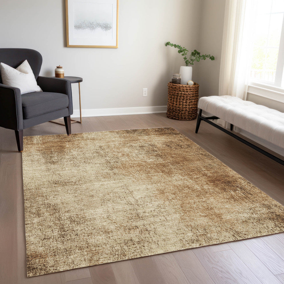 Machine Washable Indoor/Outdoor Chantille ACN1903 Beige 3' x 5' Rug