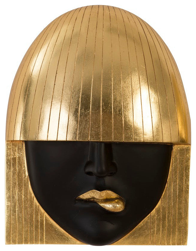 Fashion Faces Wall Tiles, 3-Piece Set, Gold Leaf