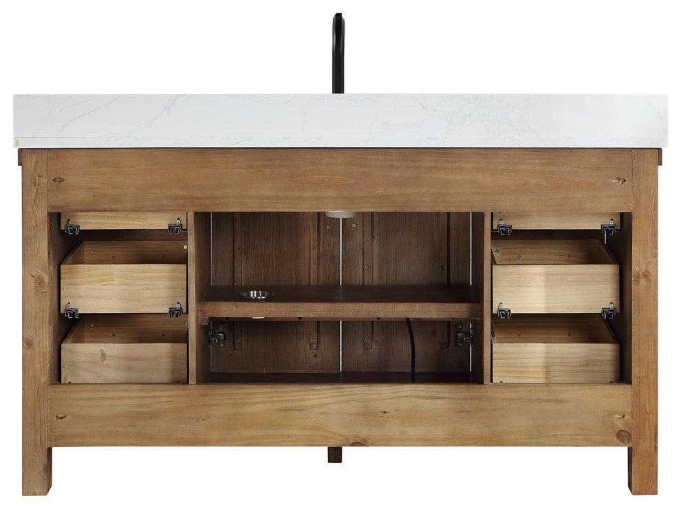 Javier Bath Vanity, Composite Stone Top, Antique Gray, 60", Single Vanity, No Mirror