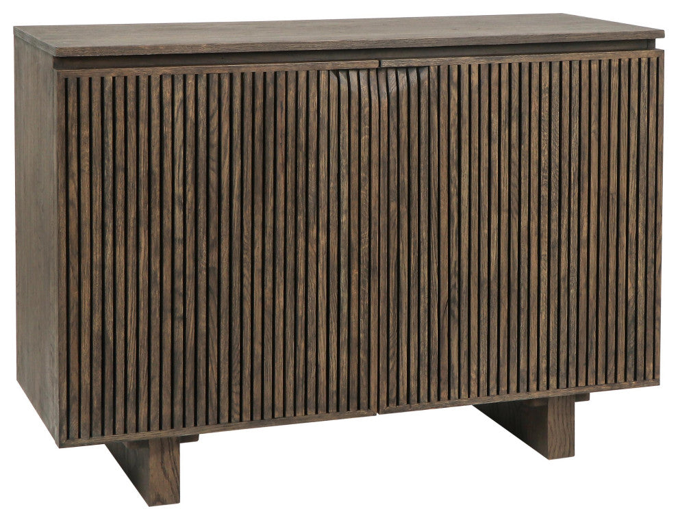 Roya 82" Oak Wood 3-Door Sideboard Buffet, Toasted Brown, 2-Door