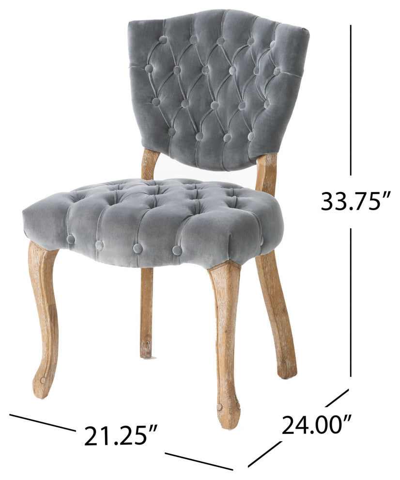 GDF Studio Violetta French Design Dining Chair, Set of 2, Gray