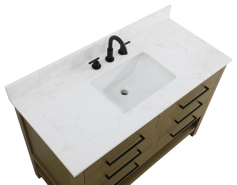 Home Living 48" Single Bathroom Vanity, Chestnut Brown With Backsplash