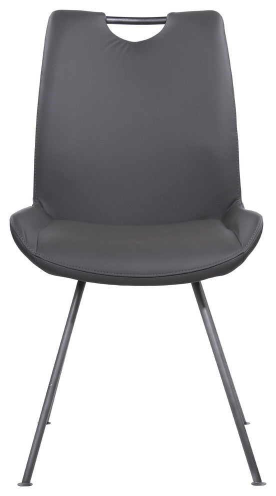 Toronto Dining Chair, Gray Powder Coated Finish and Gray Faux Leather, Set of 2