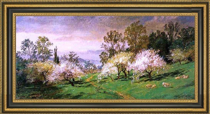 Jasper Francis Cropsey Flowering Trees Framed Premium Canvas Print, 15"x30"