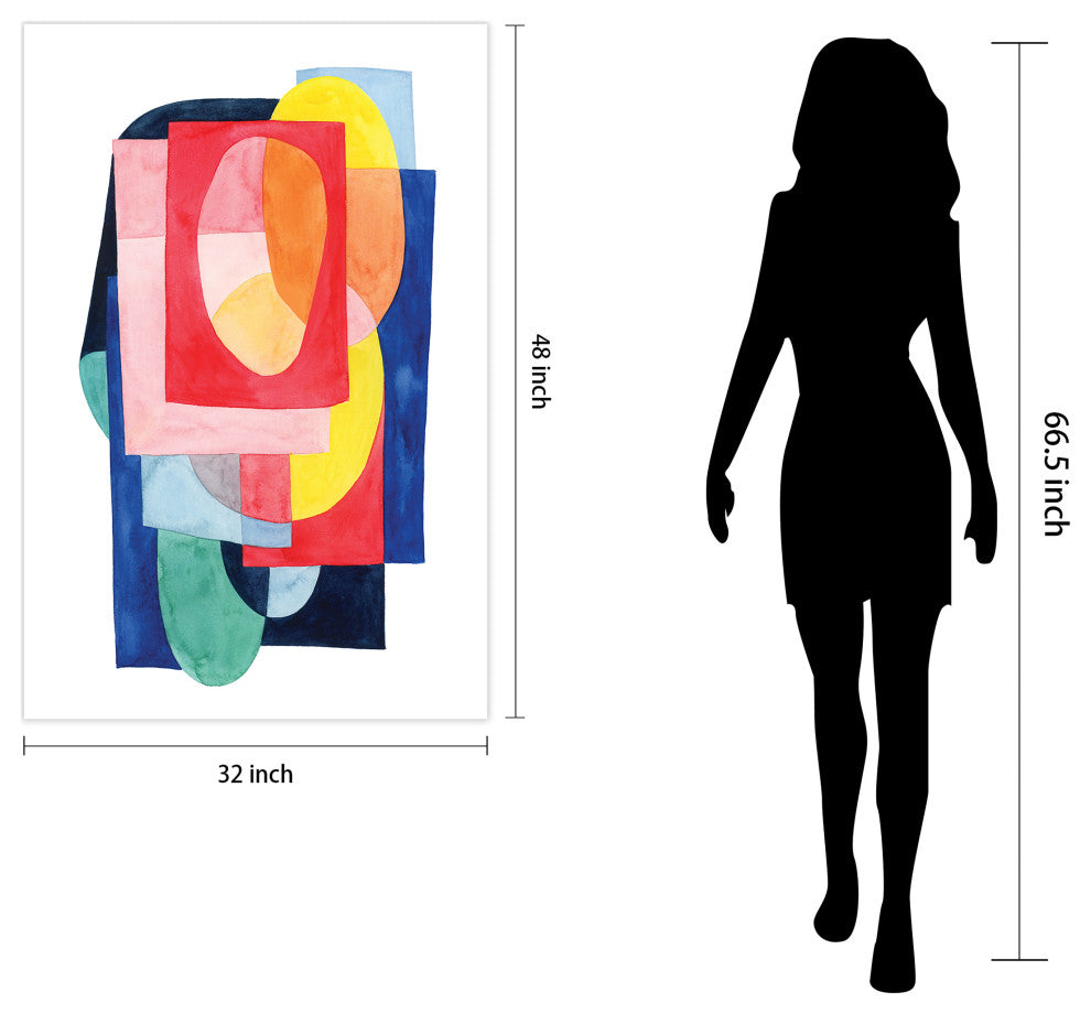 Colorful Abstract Wall Art Printed on Frameless Free Floating Tempered Glass