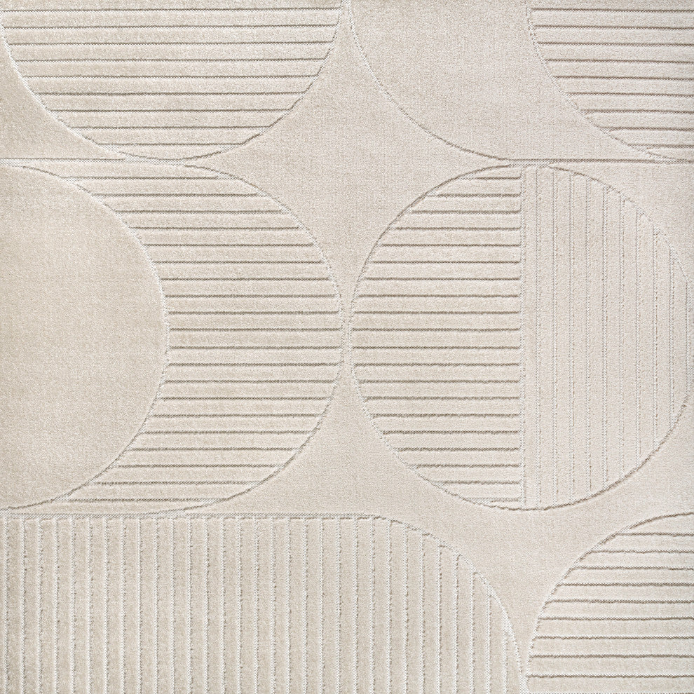 Nordby High-Low Geometric Arch Scandi Striped Indoor/Outdoor Area Rug