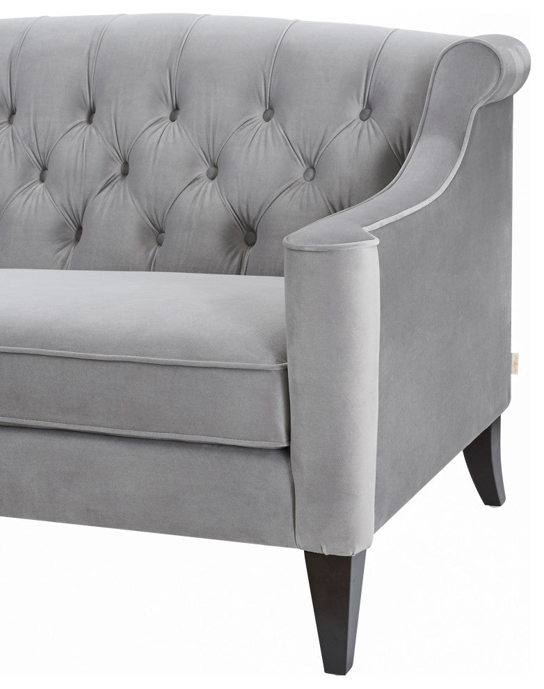 Ken Velvet Tufted Sofa, Opal Gray
