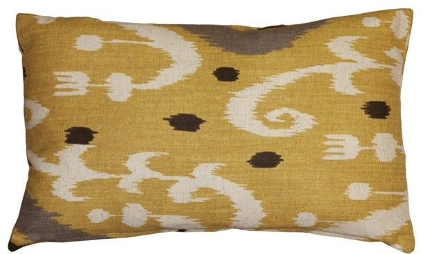 Pillow Decor - Indah Ikat Yellow 12 x 20 Throw Pillow