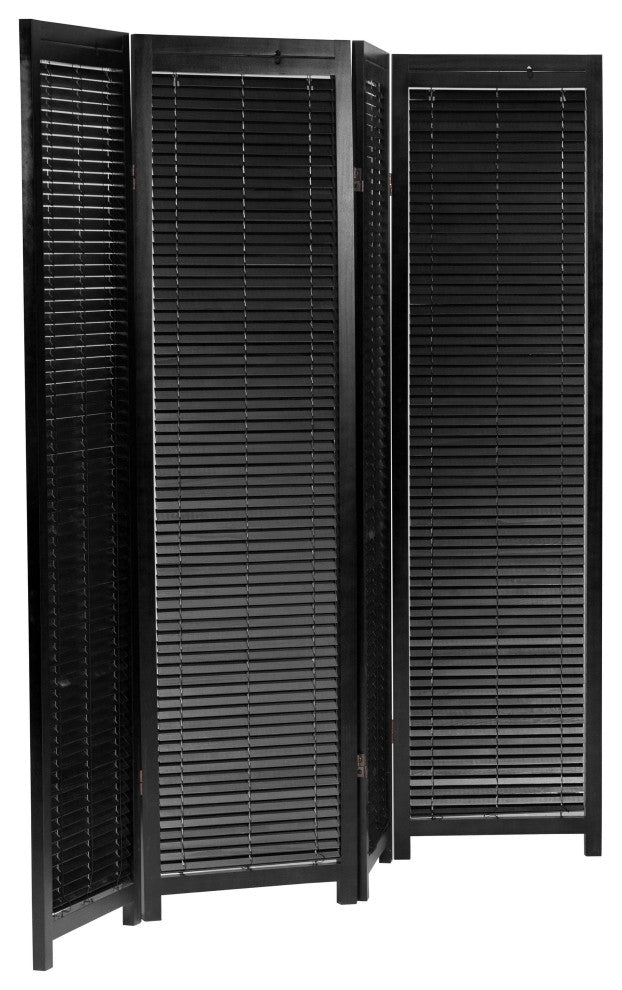 6' Tall Adjustable Shutter Room, Black, 4 Panel