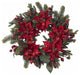 24" Poinsettia and Berry Wreath, Red
