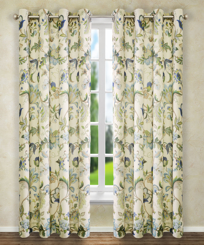 Ellis Curtain Brissac Grommet Panel, Blue, 50"x63"
