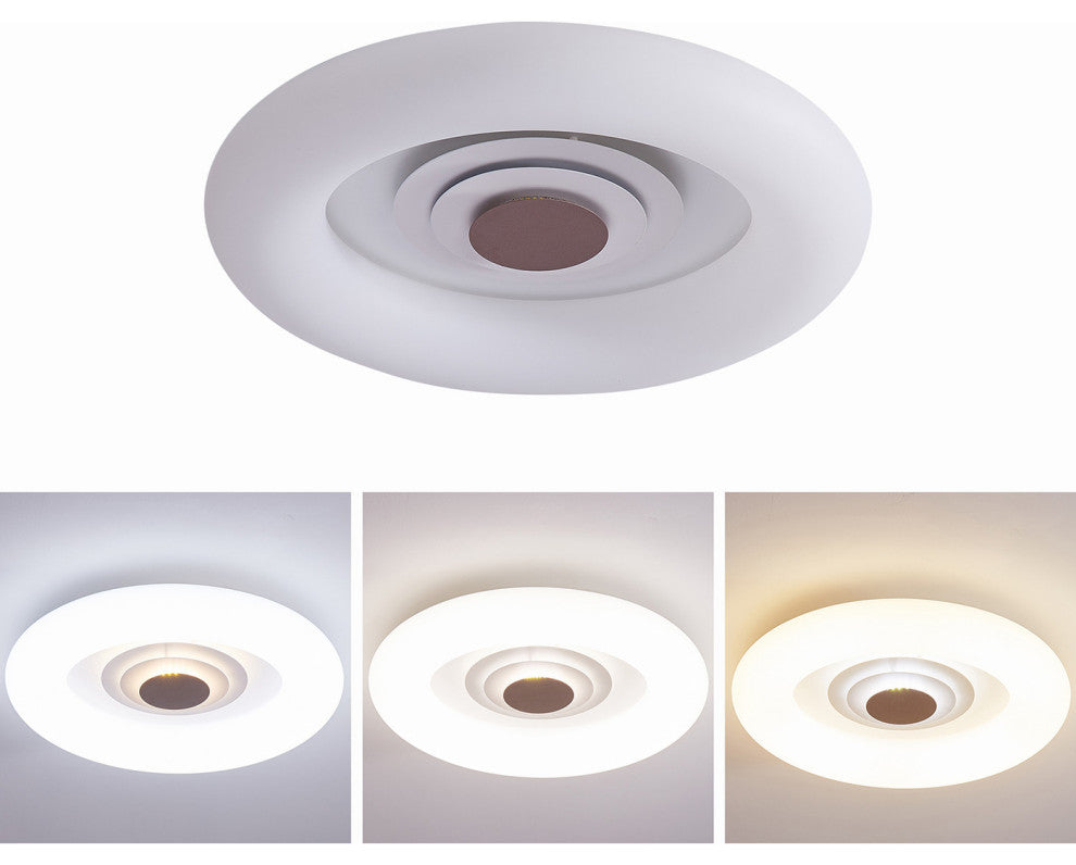 1-Light Round LED Flush Mount Light Modern Acrylic Tiered Ceiling Light, White