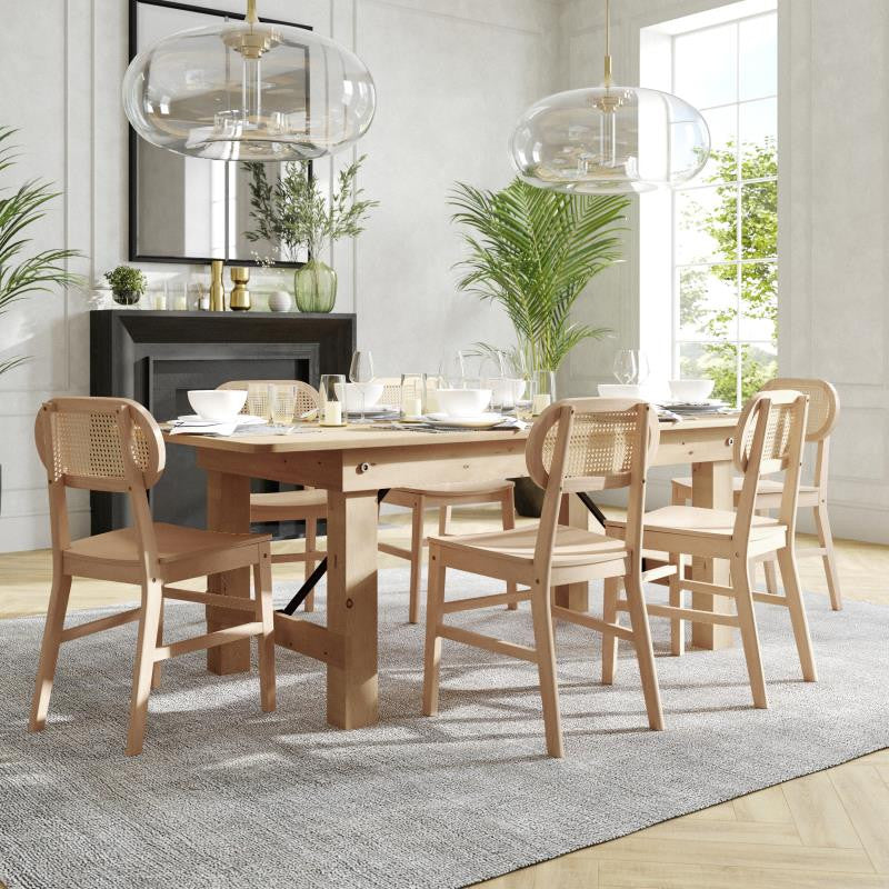 Jacob Set of 2 Commercial Cane Rattan Dining Chairs, Natural