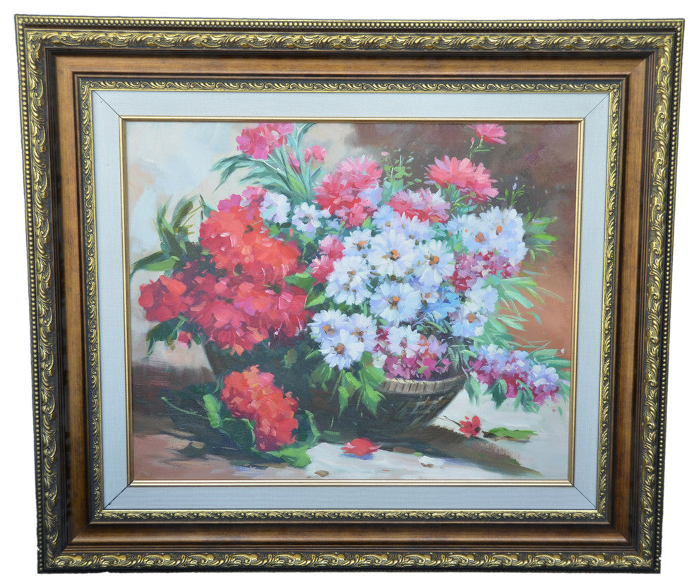 Spring Flowers in a Earthy Basket