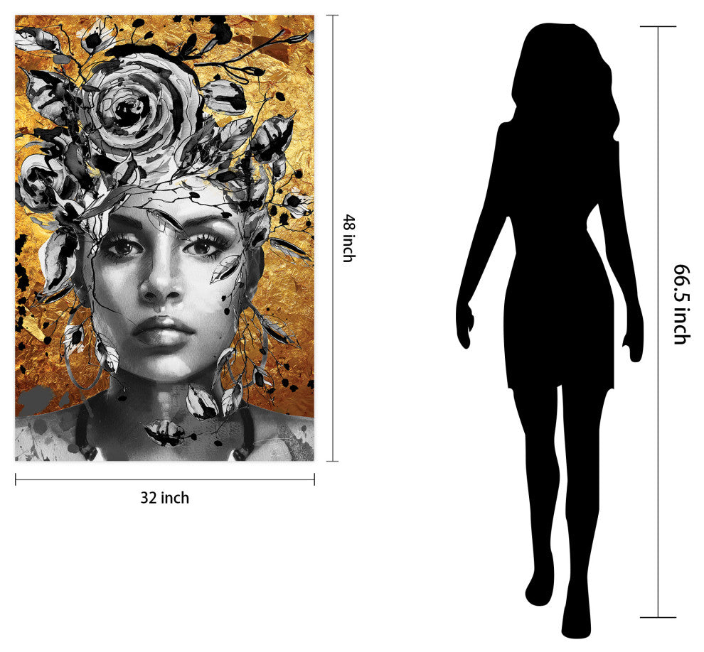 Beautiful Woman Printed Wall Art Unframed Free Floating Tempered Glass