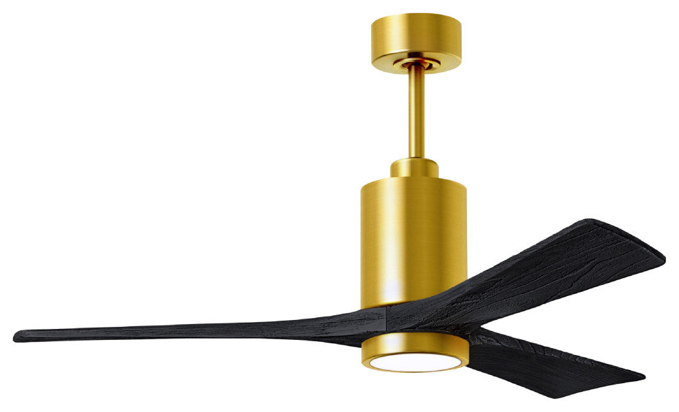 Patricia-3 3-Blade Ceiling Fan, LED Light Kit, Brushed Brass/Matte Black, 52