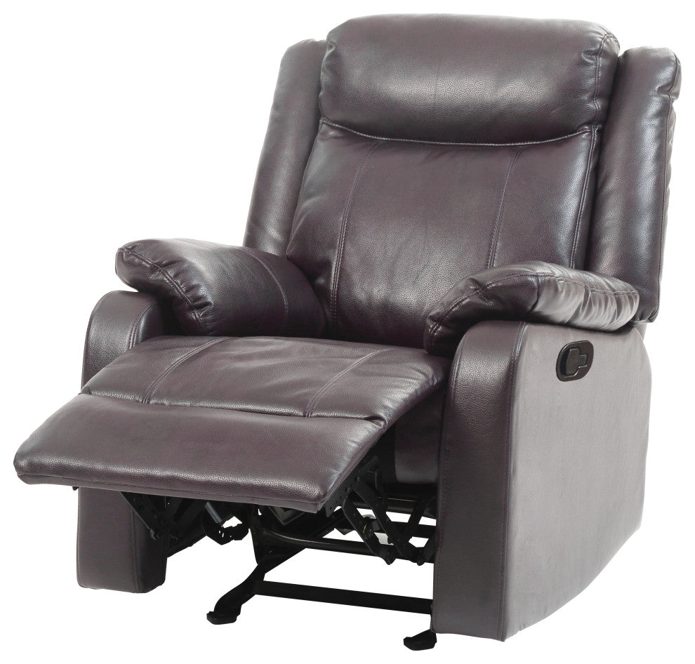 Osino Faux Leather Rocker Recliner, Dark Brown