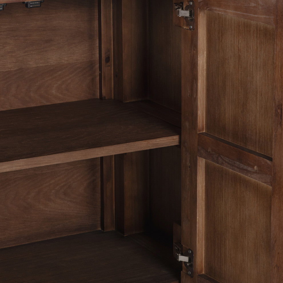 Tiber 74" Oak Veneer Buffet Sideboard, Toasted Brown