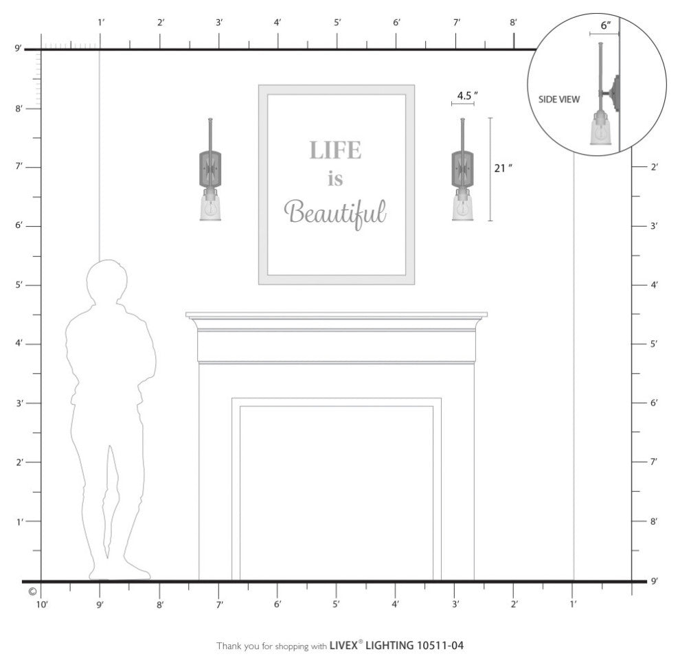 Lawrenceville 1 Light Black Large Single Sconce