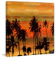 "Palms Against Gold Sky" Fine Art Canvas Print, 48"x48"
