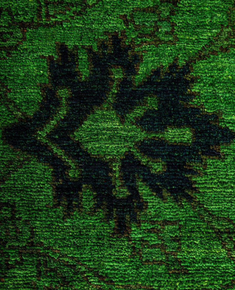 Overdyed One-of-a-Kind Hand-Knotted Area Rug Green, 4' 9" x 6' 7"