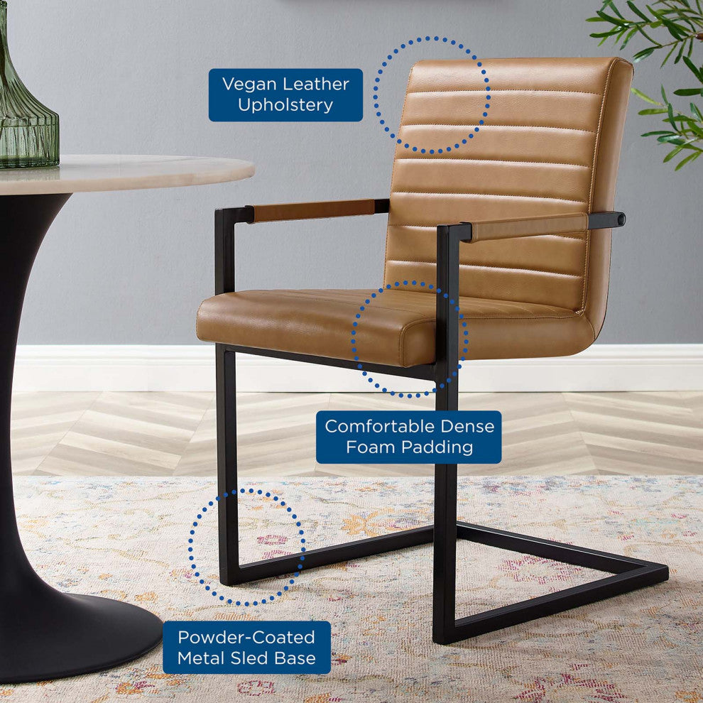 Savoy Vegan Leather Dining Chairs Set of 2, Tan