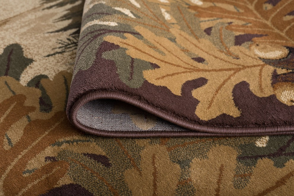Oak Deer Novelty Lodge Pattern Brown Rectangle Area Rug, 5'x7'