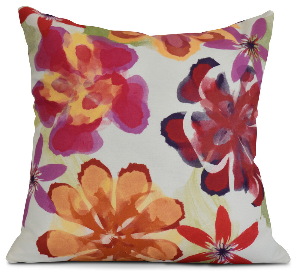 16x16", Ani, Floar Print Pillow, Red