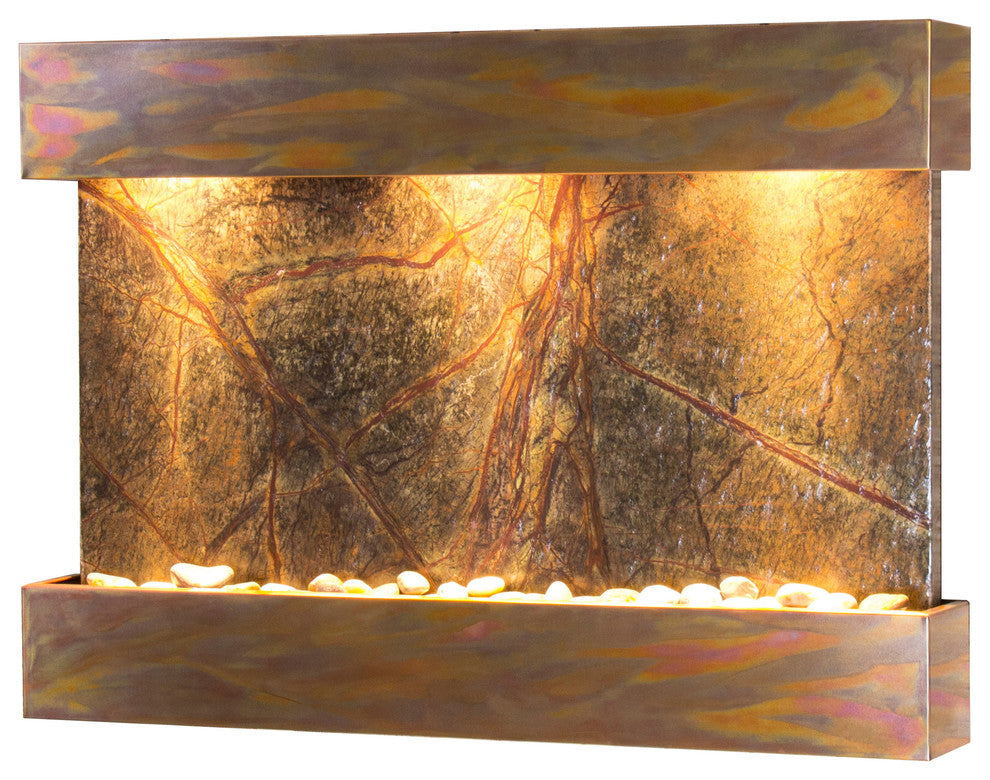Reflection Creek Water Feature by Adagio, Green Marble, Rustic Copper