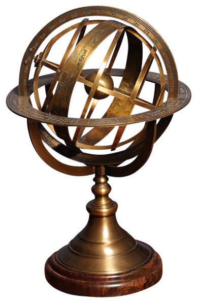Armillary Sphere On Wood Base
