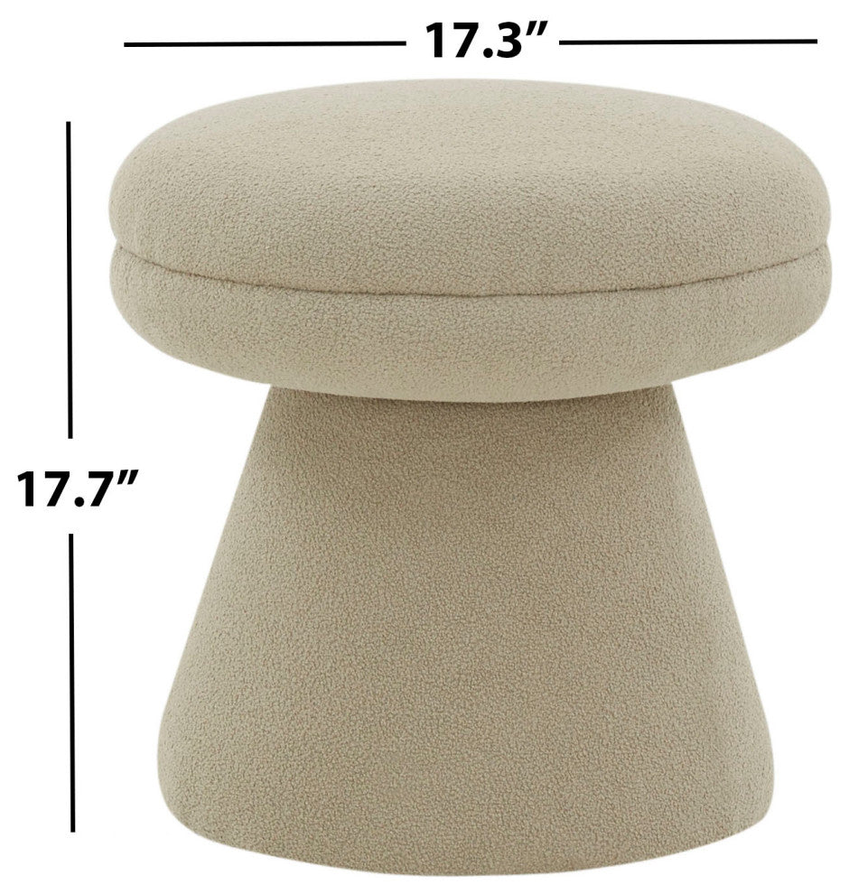 Safavieh Couture Gisella Boucle Ottoman, Light Brown