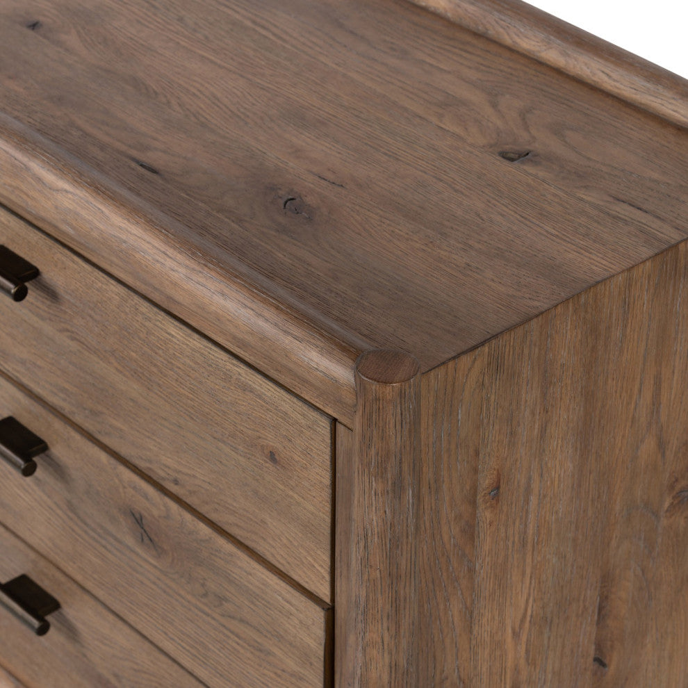 Glenview Nightstand Weathered Oak, Weathered Oak Veneer, Aged Bronze