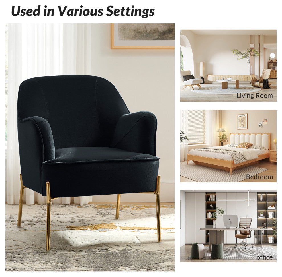 Nora Fabric Accent Chair, Black