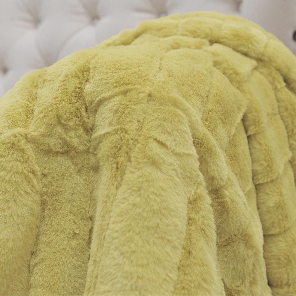 Super Mink Faux Fur Throw Blanket, Jojoba Yellow, 60"x80"
