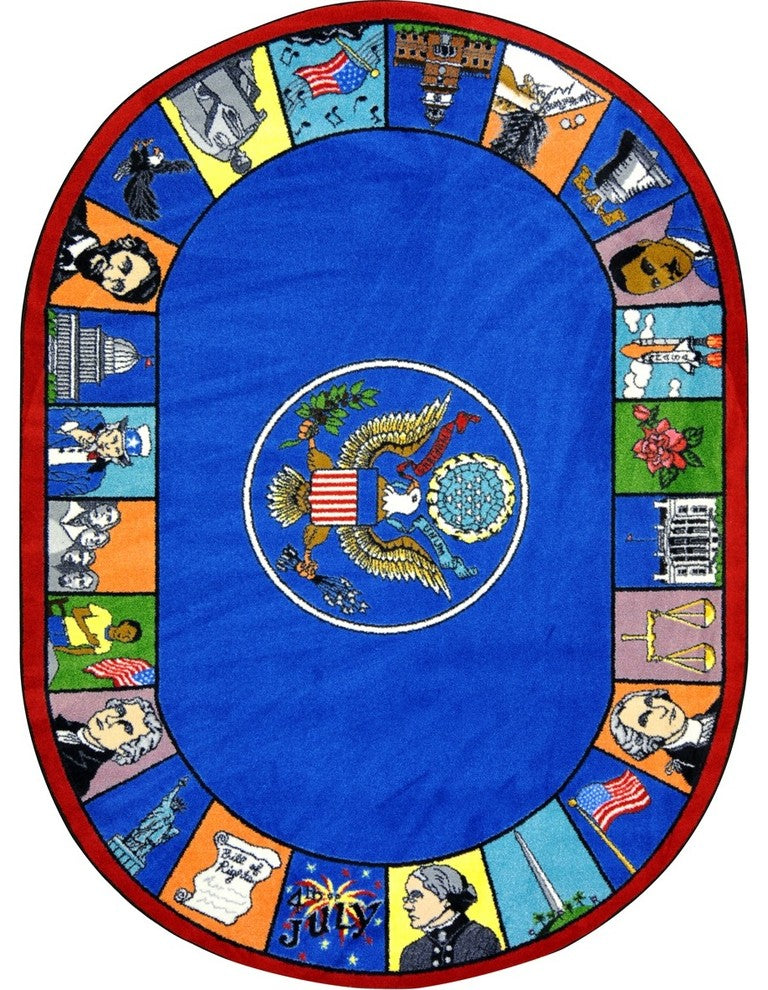 Kid Essentials Rug, Symbols of America, 7'8"x10'9" Oval