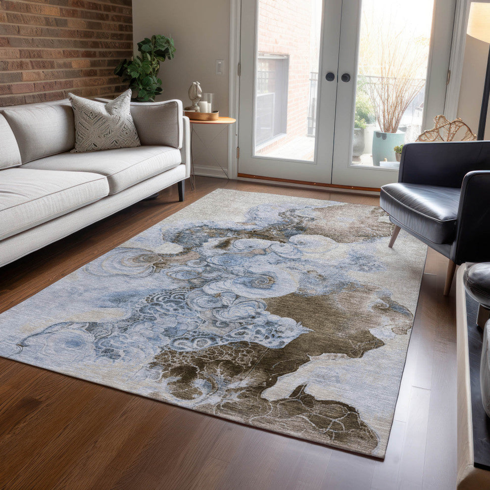 Machine Washable Indoor/Outdoor Chantille ACN1860 Taupe 10' x 14' Rug