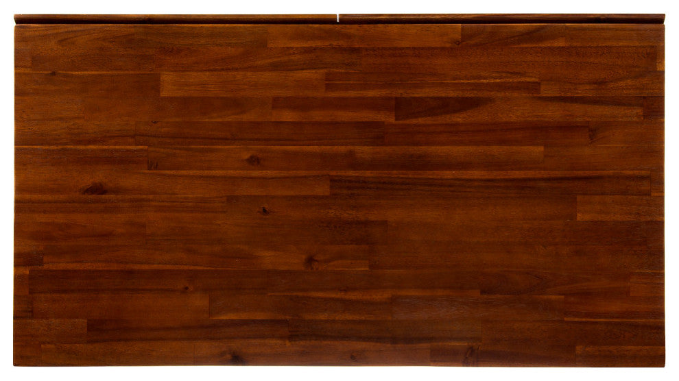 GDF Studio Elrod Dark Oak Acacia Wood Storage Desk With Rustic Metal Iron Accent