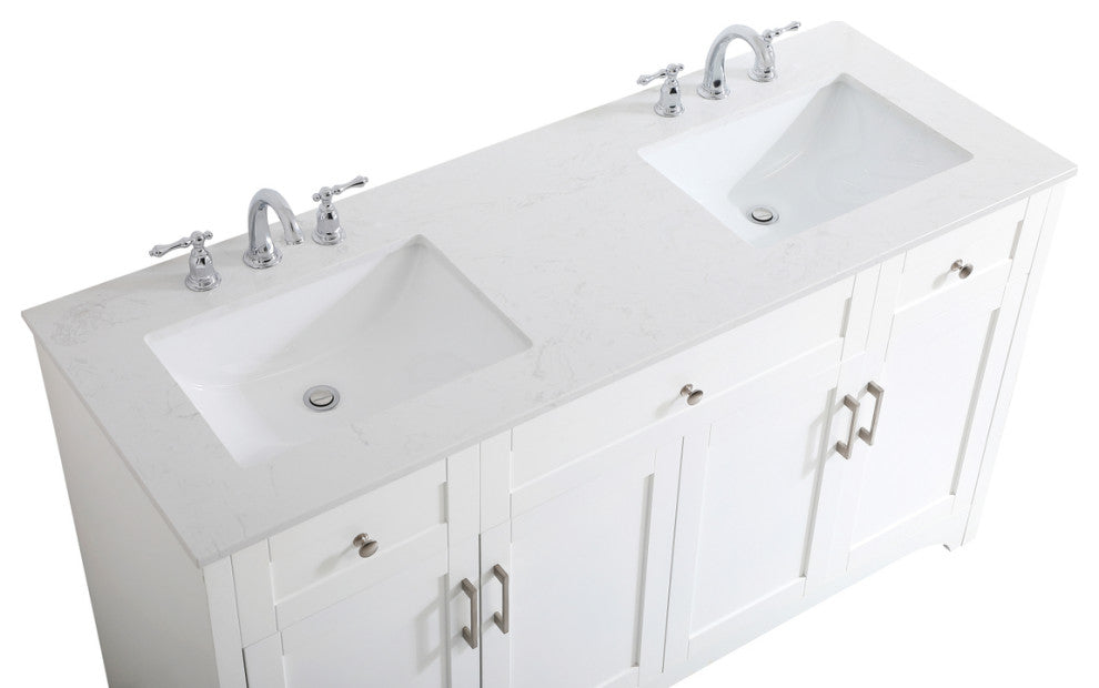 60" Double Bathroom Vanity, White