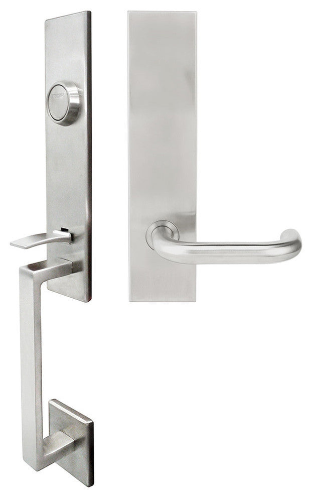 Munich Lever, Tubular Dummy Handleset, Right Hand, Satin Stainless Steel