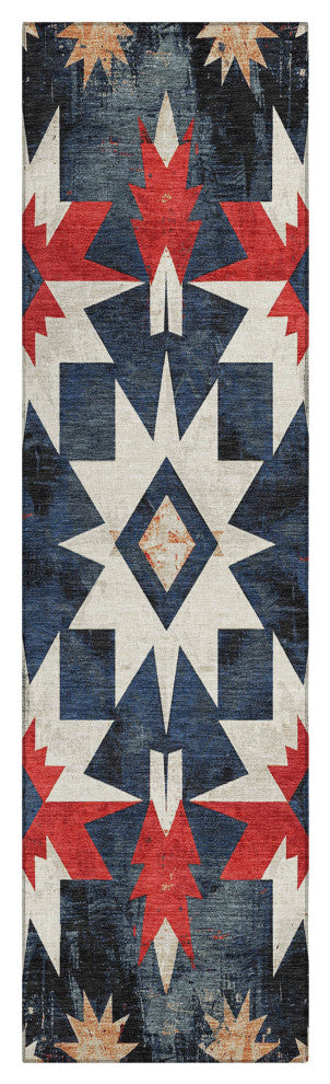 Machine Washable Indoor/Outdoor Chantille ACN1893 Navy 2'3" x 7'6" Runner Rug
