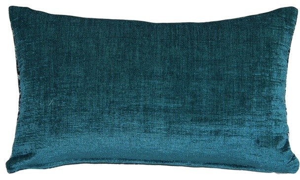 Pillow Decor, Visconti Teal Blue Chenille Throw Pillow 12x20