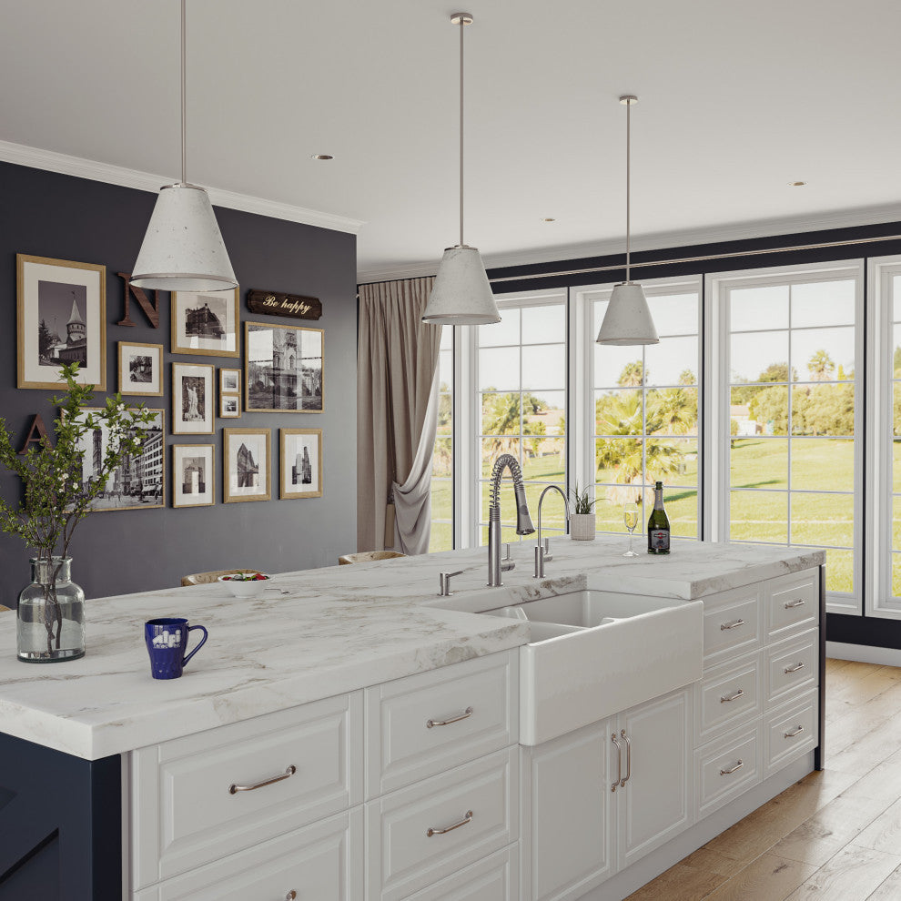 Ab3918-W 39" White Smooth Thick Wall Fireclay Double Bowl Farm Sink