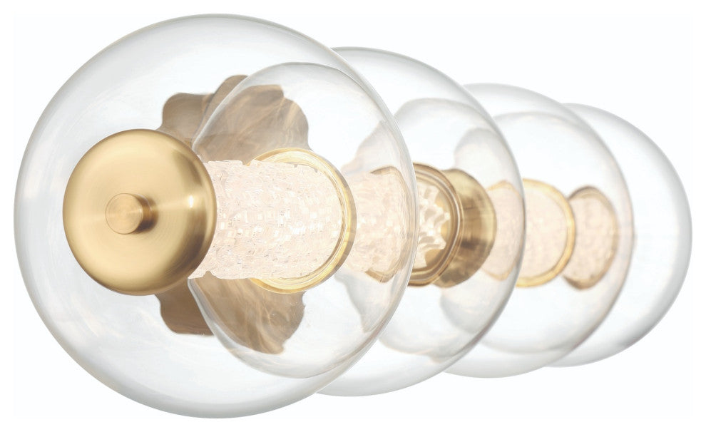 Atomo 4 Light Sconce, Gold With Clear Glass